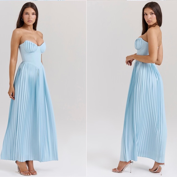 HOUSE OF CB MARCELLA CORSET MAXI DRESS IN BLUE SIZE XS REGULAR CUP - Picture 2 of 3